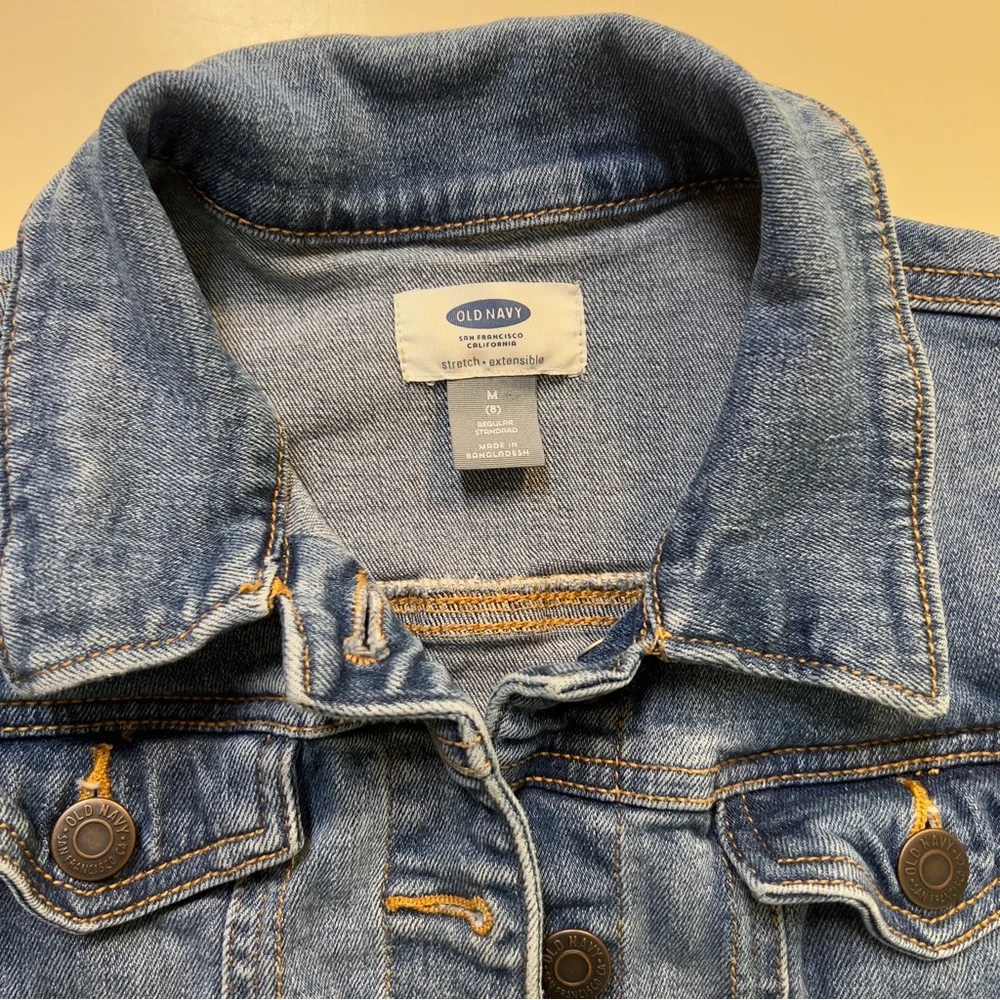 Old Navy Children Med Wash Blue Denim Stretch Cotton Blend Jean Jacket Size M/8